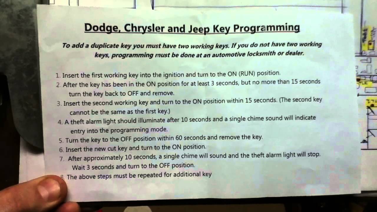 How To Program A 2008 Jeep Grand Cherokee Key Fob